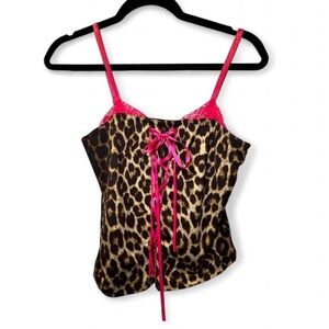 Leopard Print Cami with Pink Straps brand new